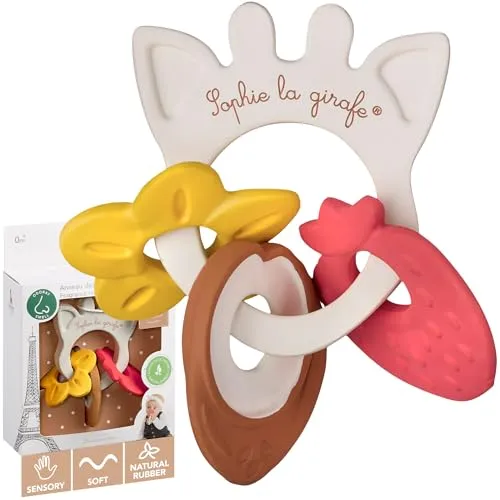 Sophie la Girafe - Ring der Düfte Sophie la Girafe – Erlebnis-Spiele – 3 Medaillons mit verschiedenen Gerüchen – Gummi – leicht zu greifen – für Kinder ab 0 Monaten