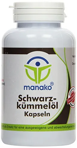 manako Schwarzkümmelöl Kapseln, 150 Stück, Dose a 112,5 g
