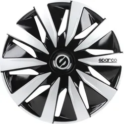 Sparco Radzierblenden Lazio 16-Zoll Schwarz/Silber - Radkappen von Sparco, hohe Qualität und langlebiges Design, passend für die meisten Originalfelgen, ideal für einen sportlichen Look.