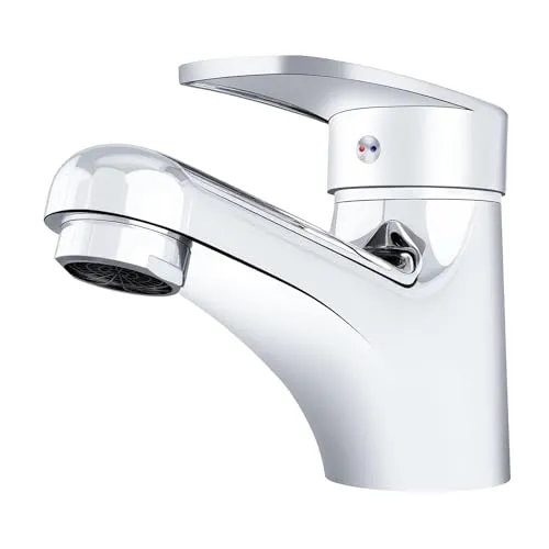 VOLTIX Einhebelmischer für Badezimmer mit 40 cm langen Schläuchen, einfach zu installieren, modernes Design für Waschbecken