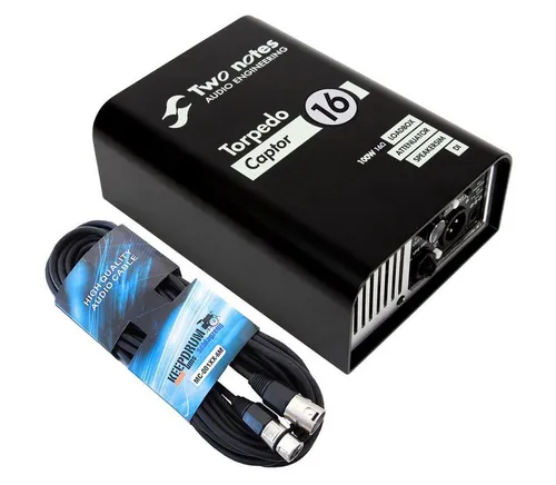 Two Notes Torpedo Captor 16 Loadbox mit XLR-Kabel - Kompakte Loadbox mit integrierter Speaker-Simulation, ideal für Homerecording. Betrieb von Amps bis 100W ohne Box möglich. Inklusive XLR-Kabel für einfache Verbindung mit Mischpult.