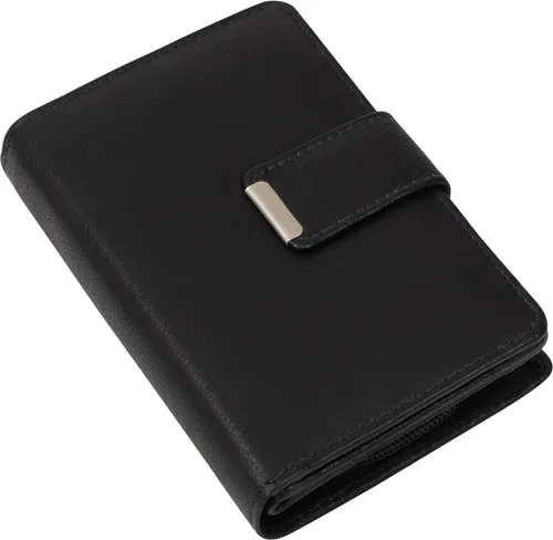 RFID Damen Geldbörse Portemonnaie Geldbeutel Damenbörse echt Leder Schwarz (509B)