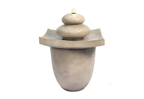 Teamson Home Wasserbrunnen, Grau, Stein Optik - Gartendeko aus Kunststoff in Stein Optik, ideal für eine entspannende Atmosphäre im Garten mit beruhigendem Wasserspiel.