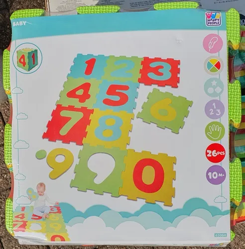 HAPPY PEOPLE Baby Puzzlematten mit Zahlen von 0-9 je ca. 31x31 cm ab 10 Monate