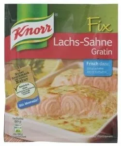 Knorr Fix Würzmischung Lachs-Sahne Gratin für einen leckeren Auflauf mit natürlichen Zutaten 2 Portionen