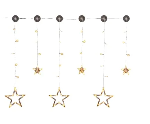 Meinposten. Sternenvorhang Lichtervorhang LED warmweiß Sternvorhang Lichterkette Vorhang 100x80cm Batterie Timer Verwendungs innen- und Außenbereich