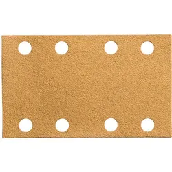 Mirka Gold Universal-Schleifpapier 81x133mm Klett 8-Loch P240, 100 Stk - Zubehör für Elektrowerkzeug, ideal für das Schleifen von Gips, Holz und Lack mit hervorragender Abtragsleistung und langer Standzeit.