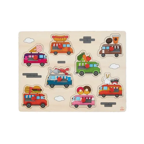Engelhart Holzknöpfe Puzzle Food Trucks 8 Teile