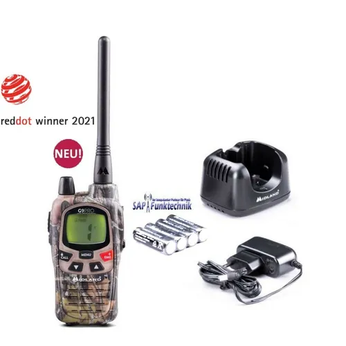 Midland Funkgerät G9 Pro Tarnfarben - Lizenzfreies Funkgerät mit bis zu 10 km Reichweite, spritzwassergeschützt (IPX4) und ideal für Abenteuer in der Natur.