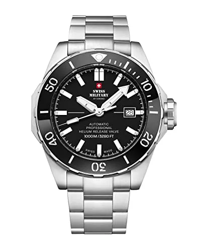 Swiss Military SMA34092.01 Automatik Diver Herrenuhr 45mm - Armbanduhren: Sportliche Herrenuhr mit 100ATM Wasserdichtigkeit und Automatik-Antrieb für Abenteurer und Wassersportler.