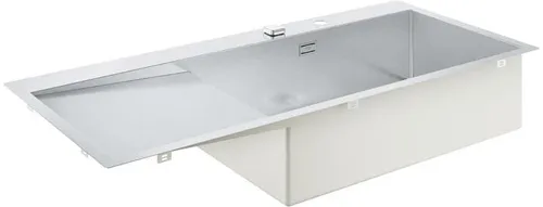 GROHE K1000 Edelstahlspüle mit Abtropffläche - Sanitäranlagen & Zubehör – Hochwertige Edelstahlspüle (1160x520mm) mit praktischer Abtropffläche, ideal für moderne Küchen und langlebig durch GROHE StarLight Oberfläche.