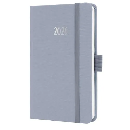 SIGEL J6406 Wochenkalender 2026 A6 zart lila, Hardcover mit Textileinband, Gummiband, Stiftschlaufe, Einstecktasche, 174 Seiten, vegan, Buchkalender, Terminplaner Taschenkalender Jolie