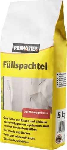Primaster Füllspachtel 5kg auf Naturgipsbasis Füllen, Glätten, Kleben Innen