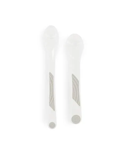 Twistshake Baby-Fütterlöffel-Set – 2er-Pack | BPA-freies Besteckset zum Entwöhnen von Babys | Lernbesteckset für Kinder | Kinderbesteck ab 4 Monaten | Weiß