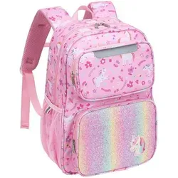 Kinderrucksack Mädchen 15L Rosa Einhorn, leicht und sicher
