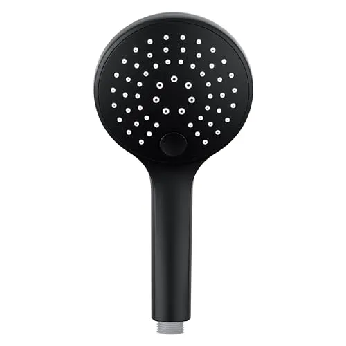 JOHO Handbrause Duschkopf mit 3 Strahlarten, Runde Duschbrause aus ABS, Regen Brausekopf mit Antikalk-Funktion Schwarz