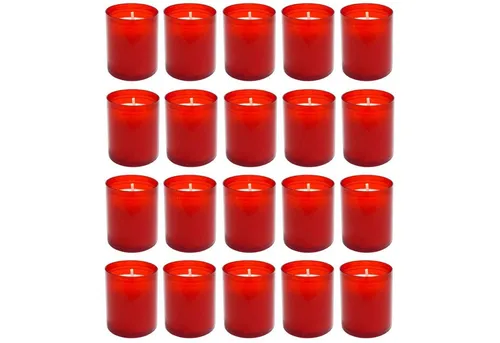 HAC24 Grabkerze Grablicht Rot Kleine Friedhofskerzen Grabbrenner Gedenkkerze (20-tlg), Dauerbrenner Nr. 40 rot