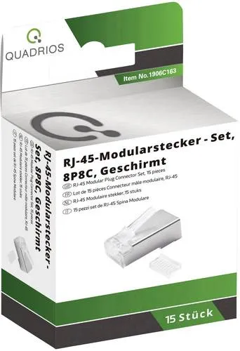 Quadrios Modularstecker Set, Polzahl 8P8C - geschirmt, 15 Stk. 1906C163 Stecker, gerade Polzahl Sensoren 8P8C 15St.