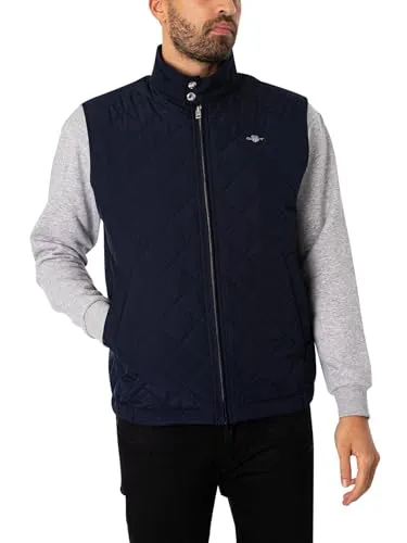 GANT Herren Steppweste - QUILTED WINDCHEATER VEST, Blau 3XL - Herren-Westen, wasserabweisend mit Reißverschluss und Stehkragen, ideal für einen stylischen Look bei wechselhaftem Wetter.