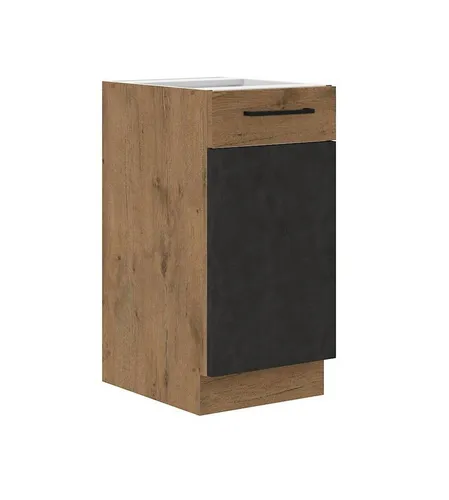 Küchen-Preisbombe Unterschrank 40 cm Vigo Matera Grau + Eiche Lancelot - Unterschrank 40 cm für die Küche, mit Dämpfer-Scharnieren für leises Schließen. Ideal kombinierbar mit dem VIGO Küchenprogramm und in modernem Design.
