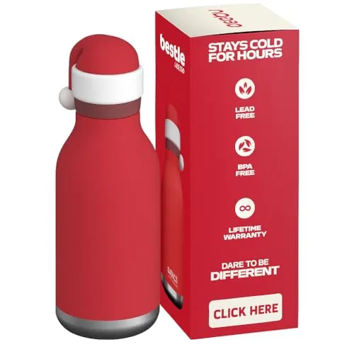 Asobu Bestie Santa - Isolierte Flasche mit Strohhalm, 460 ml - Praktische isolierte Flasche für kalte Getränke, ideal für unterwegs. Genießen Sie Ihren Eiskaffee stilvoll und nachhaltig!