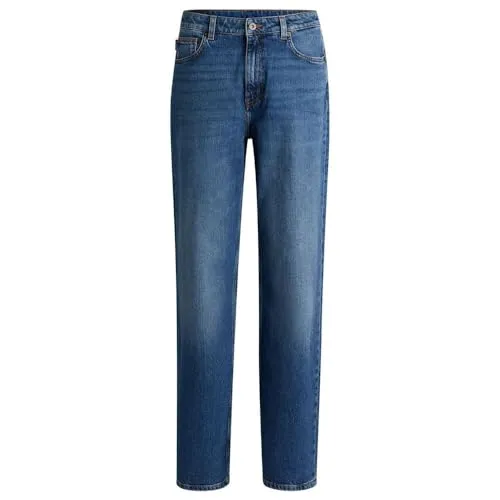 HUGO BLUE Elyah Damen Straight-Jeans - Stylische Damen-Straight-Jeans von HUGO Blue mit hoher Leibhöhe und geradem Bein. Ideal für vielseitige Freizeitlooks und aus langlebigem Denim gefertigt.