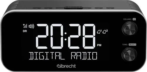 Albrecht Radiowecker DR 455, DAB+/UKW, zwei Weckzeiten, ASA - Technik mit ASA-Notfallwarnsystem für Sicherheitsmeldungen, großem dimmbarem Display und USB-A-Ladebuchse für mobiles Laden.
