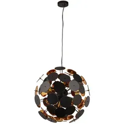 Searchlight Hängeleuchte Discus, 6-flammig - Lampen mit mattschwarzer Oberfläche und goldener Innenseite, ideal für Wohnzimmer und Schlafzimmer, dimmbar für perfekte Lichtstimmung.