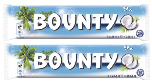 BOUNTY Multipack 2x 9x28,5g I 18 Riegel I Kokos I Schokolade I Süßigkeiten I Snack