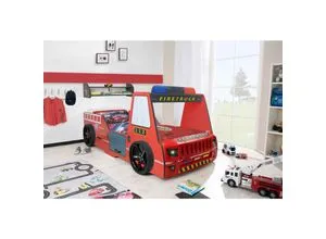 Autobett Kinder 90x200 cm Feuerwehrbett 