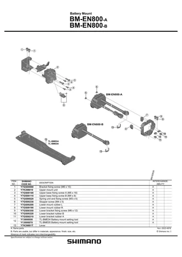 Shimano Steps Akkuhalter BM-EN800 - Elektrofahrradteile, integrierte Montage mit Schloßhalterung für sicheren Halt und einfache Handhabung, universell einsetzbar.