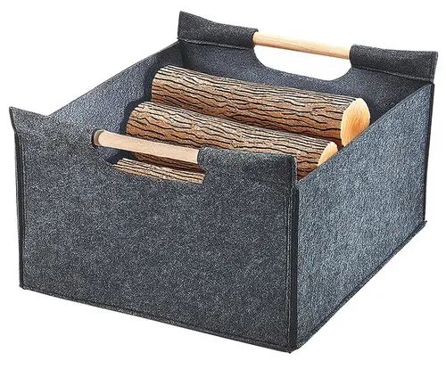 Kobolo Kaminholzkorb Holztrage Holzkorb Feuerholzkorb aus Filz, mit Holzgriffen