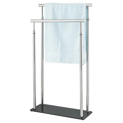 bremermann Stand-Handtuchhalter freistehend mit 2 Stangen - Handtuchständer aus hochwertigem Edelstahl und Sicherheitsglas, freistehend und ohne Bohren, ideal für stilvolle Badezimmer.