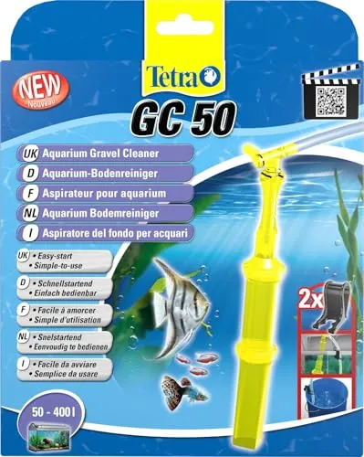 Tetra GC 50 Aquarien-Bodenreiniger mit Schlauch, Schnellstartventil und Fischschutzgitter, Mulmsauger mit Saugrohrkonstruktion, geeignet für Aquarien von 50 – 400 Liter