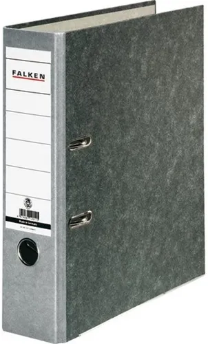 Ordner A4/8cm Pappe grauer Rücken Falken Recycling mit Kantenschutz 1092834-GR
