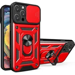 iPhone 16 Pro / Pro Max Panzer Hülle – Rot mit Kameraschutz und Ringhalter