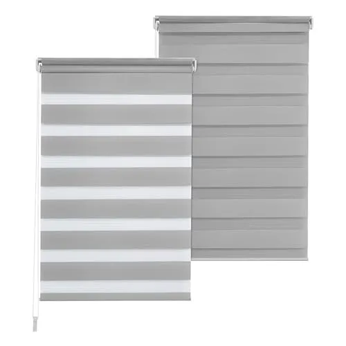 Doppelrollo DuoRollo Klemmfix ohne Bohren Seitenzug Fenster Rollo hellgrau B 90cm (86cm Stoffbreite) x H 150 cm