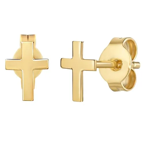 Kreuz Ohrstecker Gold 585 - 2 Stück für Damen und Herren - Hochwertige 585 Gold Ohrstecker im Kreuz-Design, ideal als modisches Accessoire und religiöses Symbol. Inkl. Schmuck-Etui und Echtheitszertifikat, perfekt als Geschenk.
