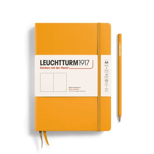 Leuchtturm1917 Notizbuch 363386 Medium, A5 - Rising Sun - Notizbuch in A5 mit 125 Blatt, blanko und Hardcover. Ideal für kreative Ideen mit Inhaltsverzeichnis, 2 Lesezeichenbändern und praktischer Innentasche.