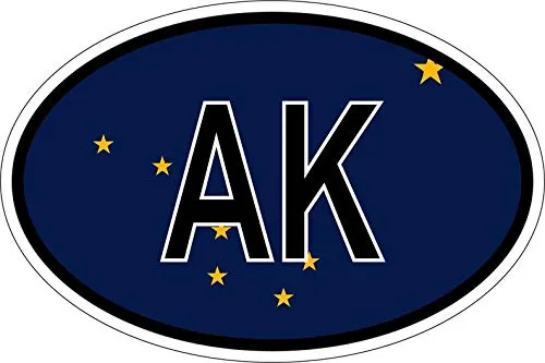 Akachafactory Sticker Aufkleber Nationalitätenkennzeichen Flagge Fahne usa Alaska AK