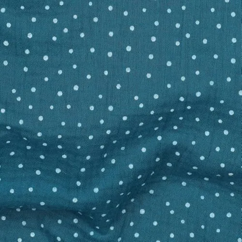 MAGAM-Stoffe Paul Musselin Mulltuch Kinder Baumwollstoff Oeko-Tex Meterware 50cm (Pünktchen petrol)