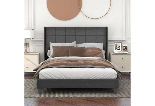 Stilvora Polsterbett Grau 140x200 cm – Komfortabel und Zeitlos - Dieses stilvolle Polsterbett ist ideal für kompakte Räume. Mit seinem gepolsterten Kopfteil und stabiler Konstruktion bietet es eine bequeme Schlaflösung, die gleichzeitig für eine harmonische Raumnutzung sorgt.