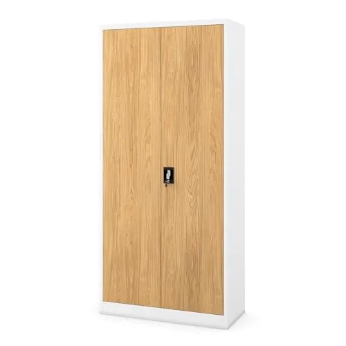 Jan Nowak Aktenschrank Metall 90x40x195 cm – abschließbarer Büroschrank mit verstellbaren Böden - Robuster Aktenschrank aus Kaltwalzstahl mit kratzfester Oberfläche. Bietet großzügigen Stauraum für bis zu 50 Ordner. Ideal für die sichere Aufbewahrung vertraulicher Dokumente. Einfache Montage und hohe Stabilität.