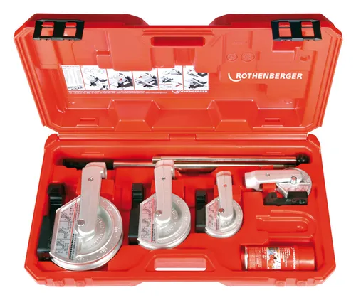 Rothenberger Handbiegemaschinen-Set für 12 - 22 mm Durchmesser - Rohrbearbeitungswerkzeuge, präzises Biegen von Rohren mit einem Durchmesser von 12 bis 22 mm für professionelle Anwendungen.