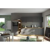 Held Möbel Küchenzeile 330 cm in Matt Grau-Wotaneiche