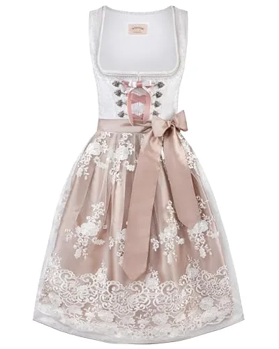 Stockerpoint Damen Dirndl Aurelie I Größe 30-48 - Traditionelles Trachtenkleid mit Schürze und stilvollen Details - ELEGANTES TRAKTENKLEID - Das Damen Dirndl Aurelie vereint bayerische Tradition mit modernem Design. Aus pflegeleichtem Polyester gefertigt, bietet es hohen Tragekomfort und besticht durch liebevolle Details wie Rüschen und Strass-Akzente.