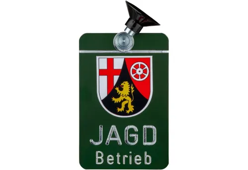 Dr. Gmünder Hinweisschild Autoschild Jagdbetrieb - Hinweisschilder aus robustem Leichtmetall, ideal für täglichen Gebrauch und dekorativ durch farbiges Länderwappen. Einfache Anbringung mit Haftsauger, hinterlässt keine Spuren.