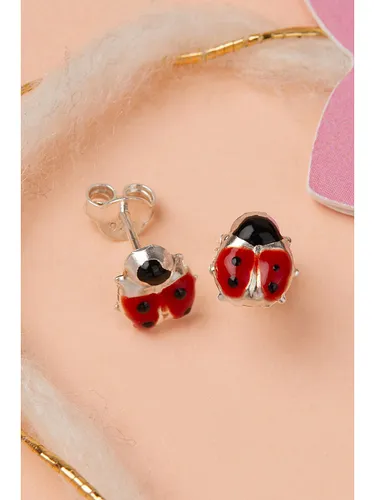 Lodie Silver Silber-Ohrstecker, rot/Silber-, Kinder