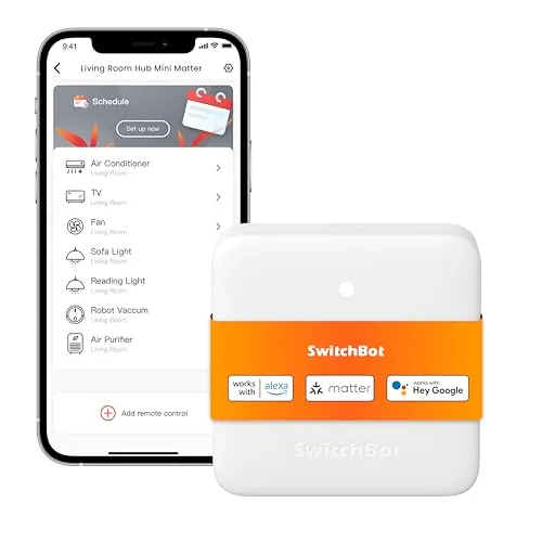 SwitchBot Hub Mini Matter, Intelligenter IR Blaster Hub, Kompatibel mit Alexa/Google Home/Apple Home, Steuert Klimaanlage, IR-Geräte per App oder Sprache, Verbindet SwitchBot Geräte, Nur 2.4GHz WLAN