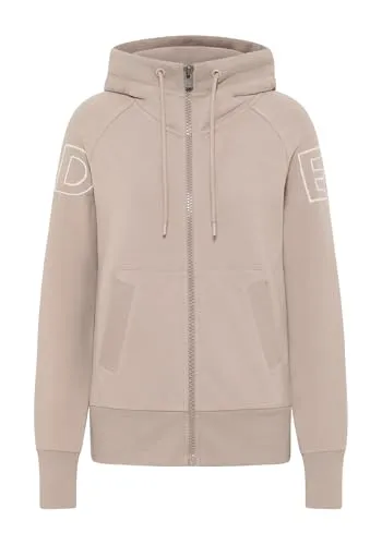 Elbsand Kaire Damen Sweatjacke mit Kapuze - Schmal geschnittene Sweatjacke aus 95% Baumwolle mit praktischen Kängurutaschen und weicher Stickerei. Ideal für lässige Outfits und angenehmen Tragekomfort.